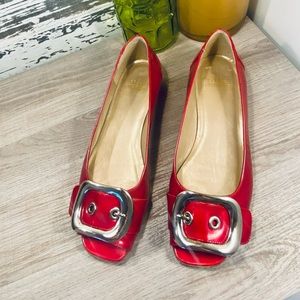Stuart Weitzman Red Patent Leather Flats